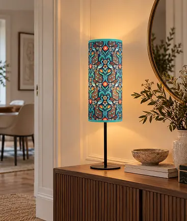 Lámpara artesanal NIDAL con estampado turquesa, de Sokhari