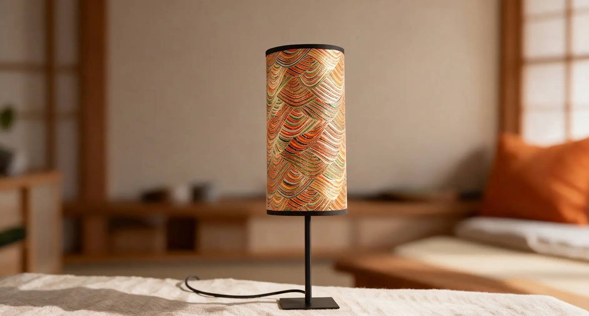 Lámpara artesanal UHIN de papel japonés con ondas de colores, de Sokhari